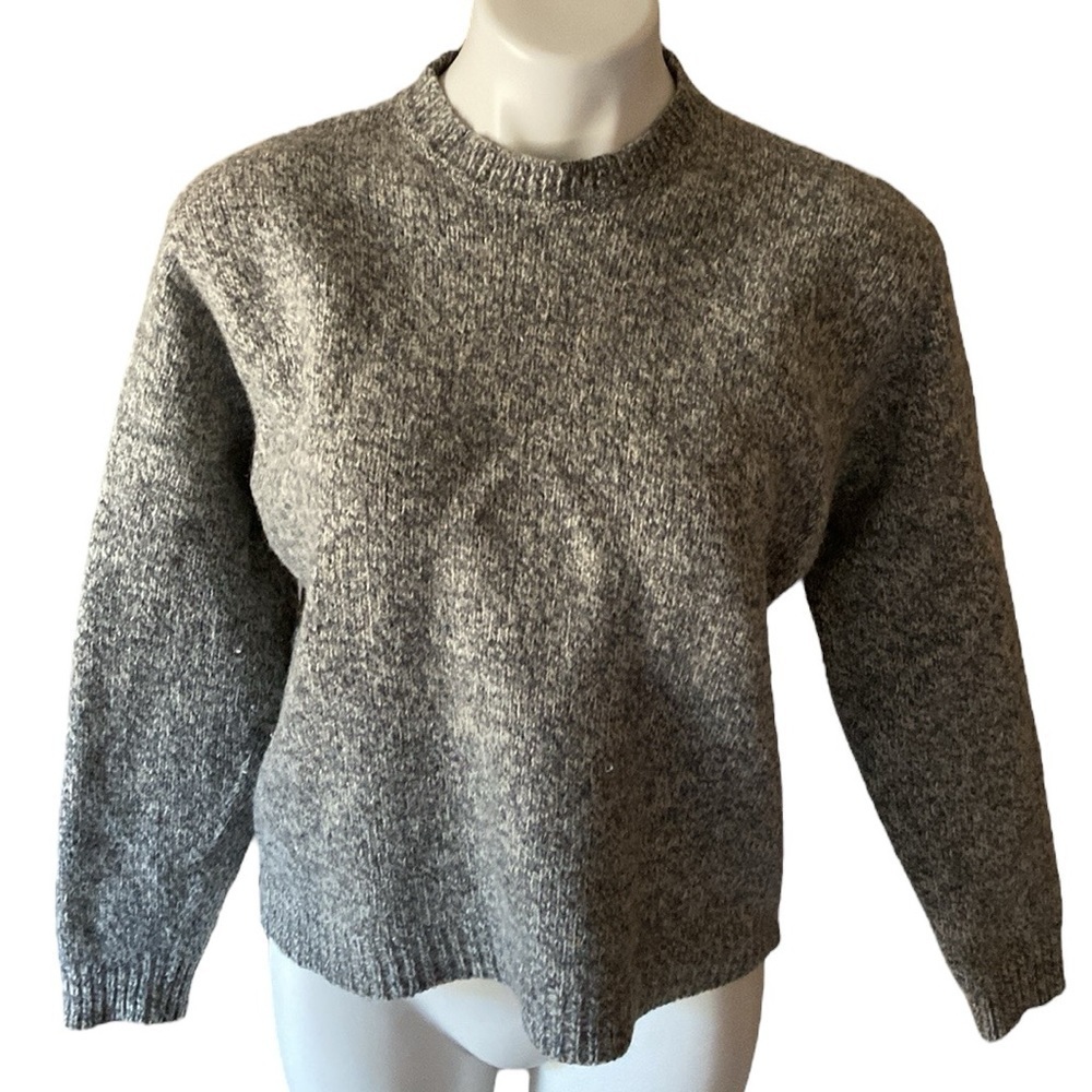 Land’s End Gray Scoop Neck Long Sleeve Sweater Casual Eclectic Grandpa Style